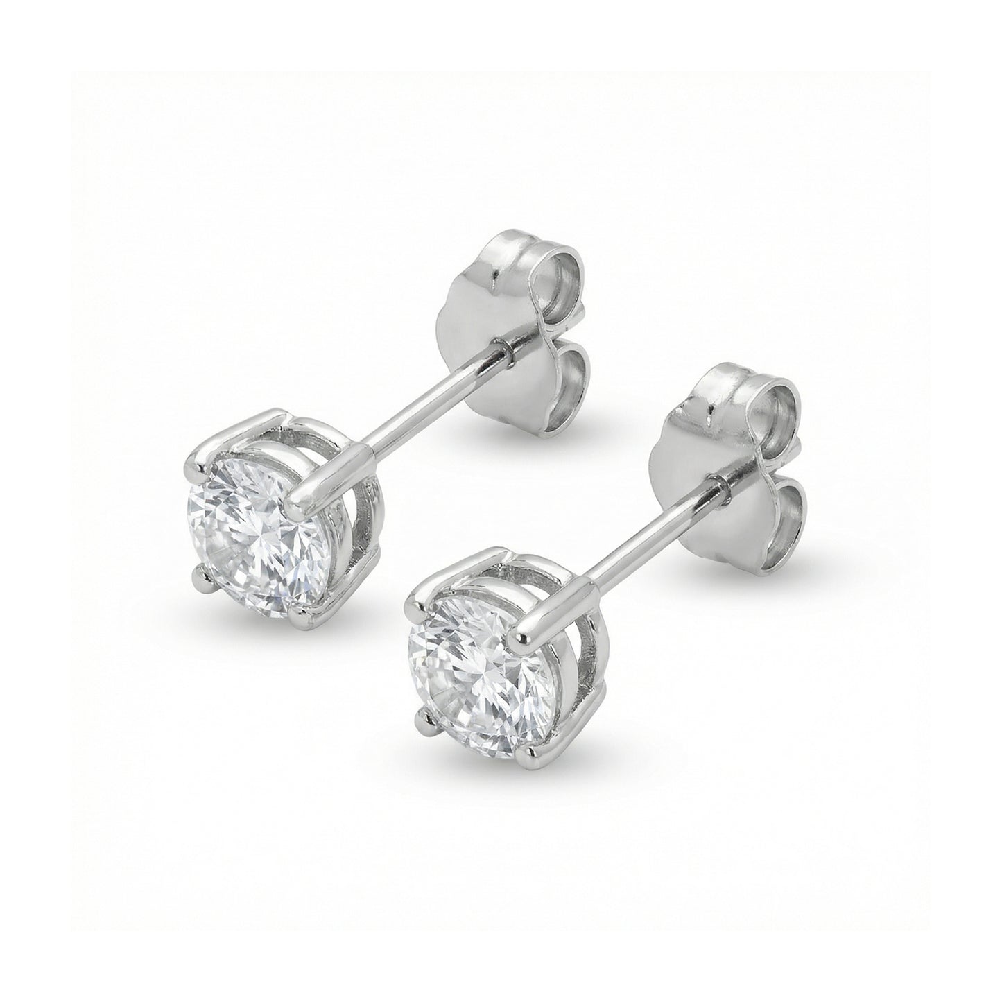 4 Claw Lab Grown Diamond Solitaire Stud Earrings - 18ct White Gold