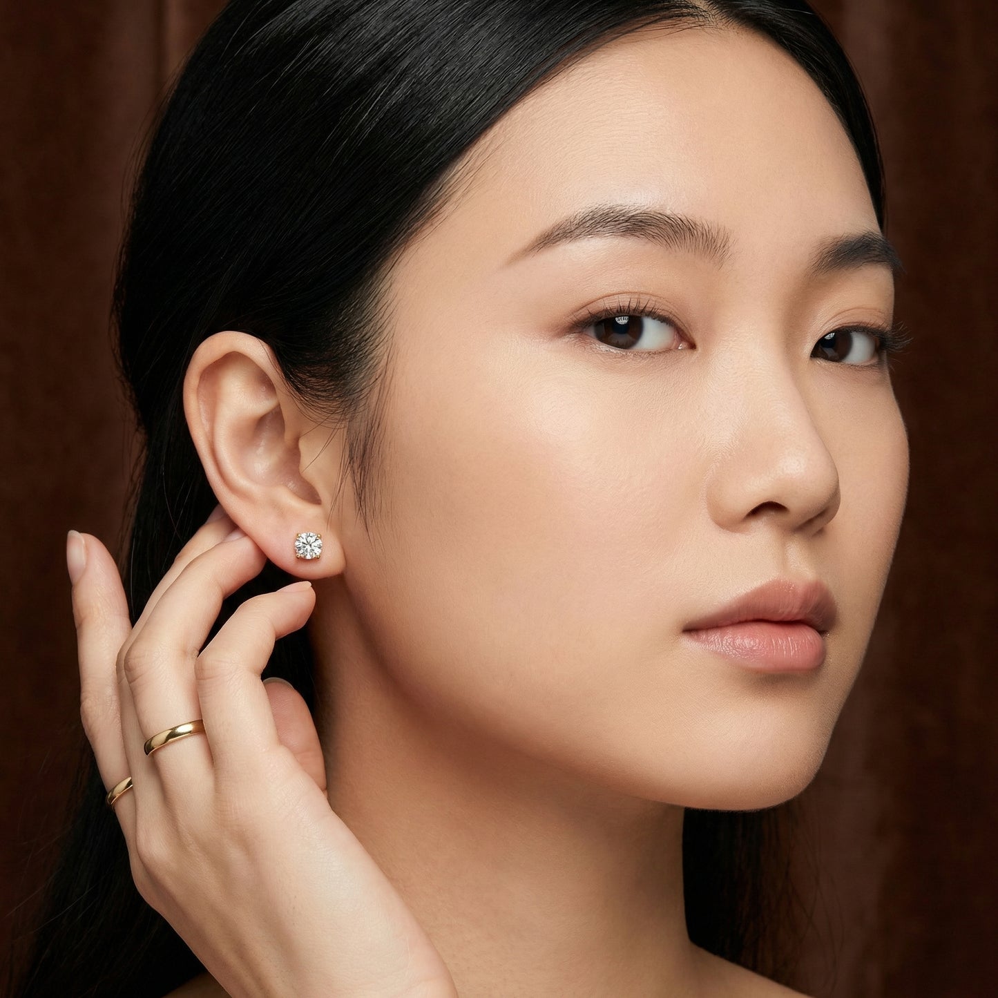 4 Claw Lab Grown Diamond Solitaire Stud Earrings - 18ct Yellow Gold