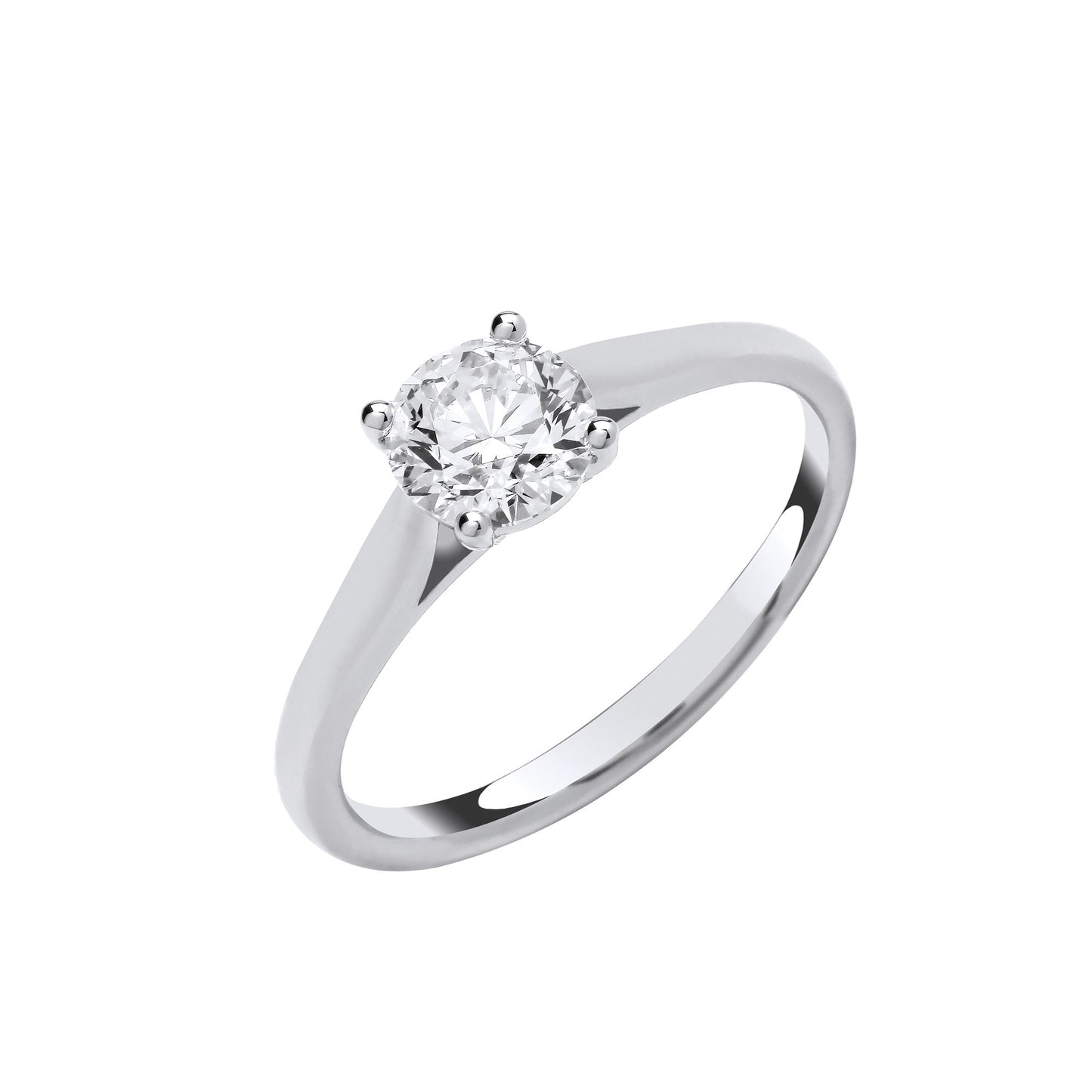 1.00ct Round Brilliant Cut Solitaire Engagement Ring - D/E, VVS/VS - IGI - 18ct White Gold