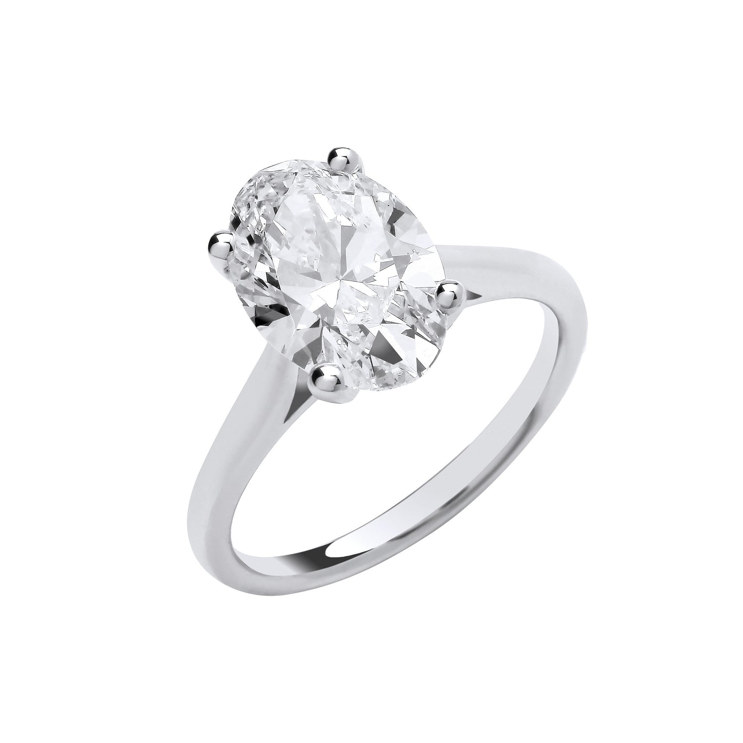 3.00ct Oval Cut Solitaire Engagement Ring - D/E, VVS/VS - IGI - 18ct White Gold