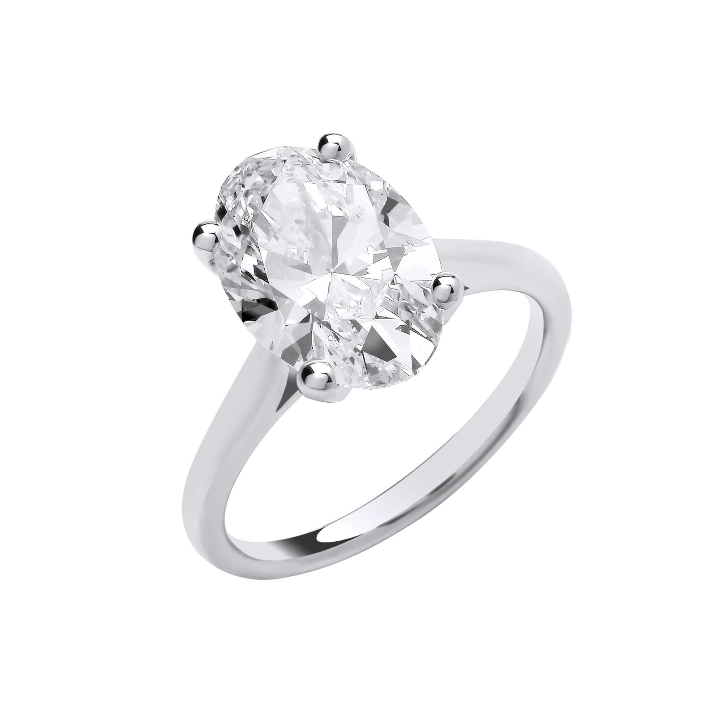 4.00ct Oval Cut Solitaire Engagement Ring - D/E, VVS/VS - IGI - 18ct White Gold