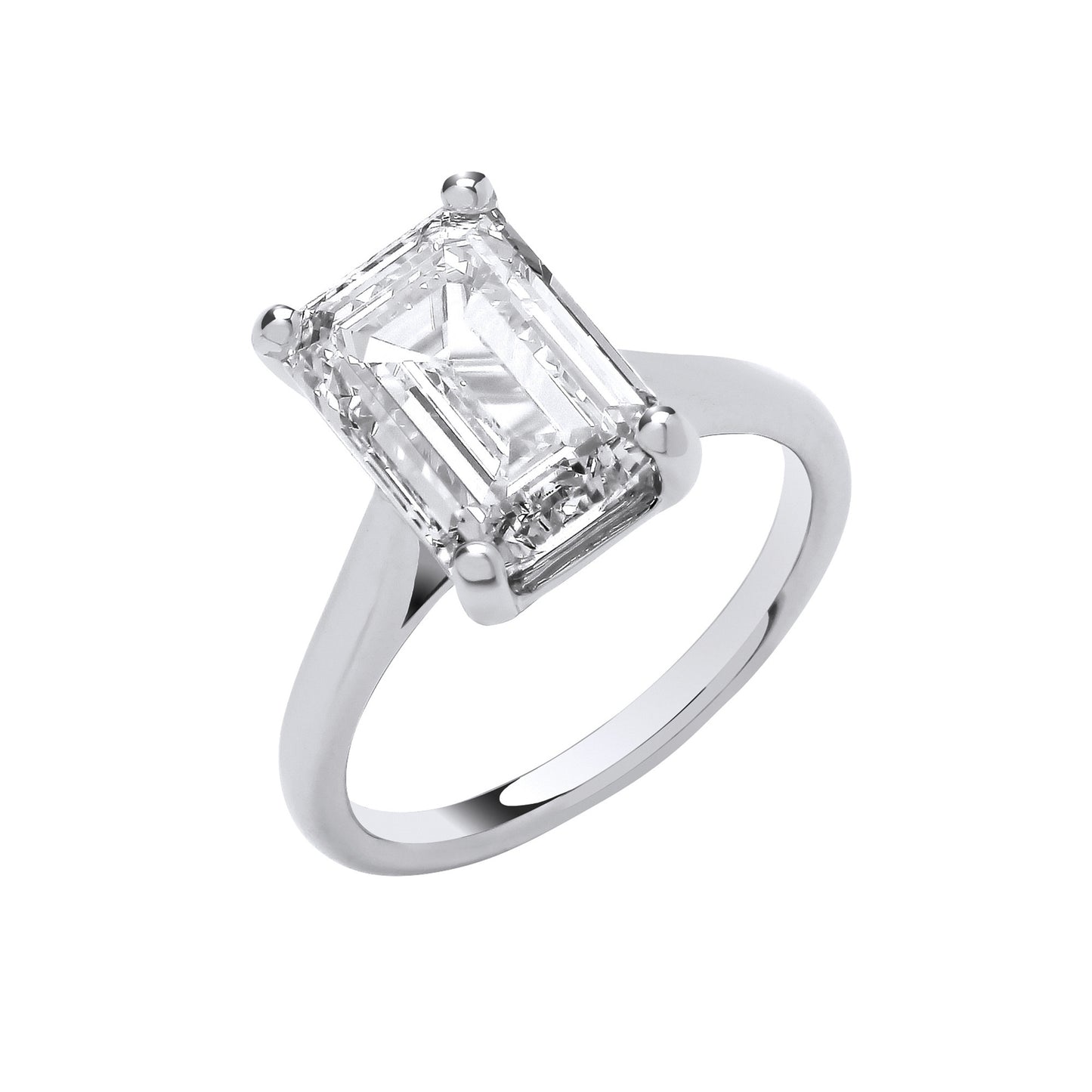 5.00ct Emerald Cut Solitaire Engagement Ring - D/E, VVS/VS - IGI - 18ct White Gold