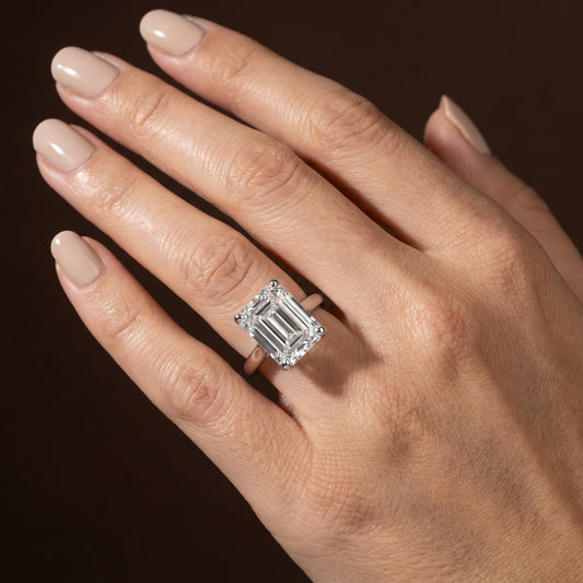 5.00ct Emerald Cut Solitaire Engagement Ring - D/E, VVS/VS - IGI - 18ct White Gold