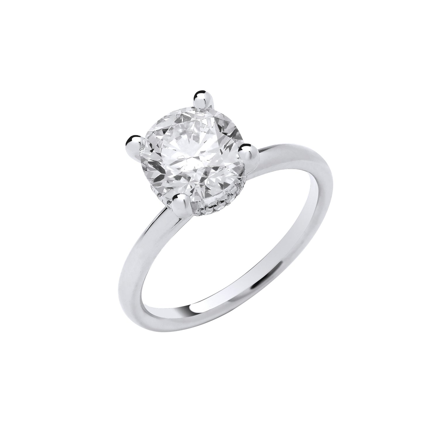 2.07ct Round Brilliant Cut Hidden Halo Solitaire Engagement Ring - D/E, VVS/VS - IGI - 18ct White Gold