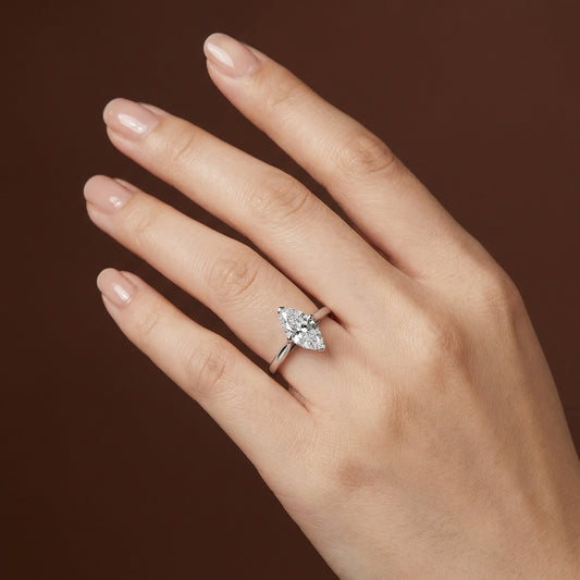 1.00ct Marquise Cut Solitaire Engagement Ring - D/E, VVS/VS - IGI - 18ct White Gold