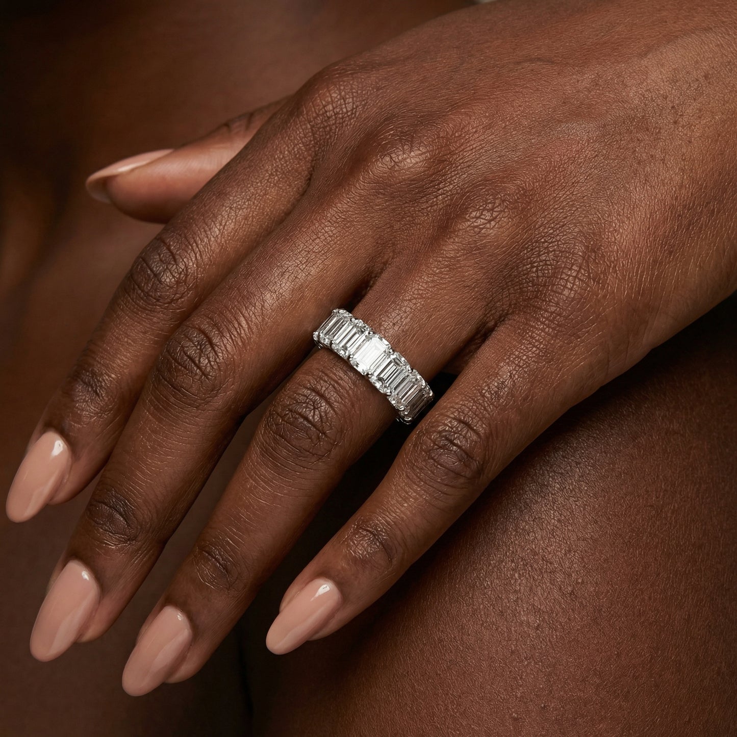 6.00ct Emerald Cut Lab Grown Eternity Ring