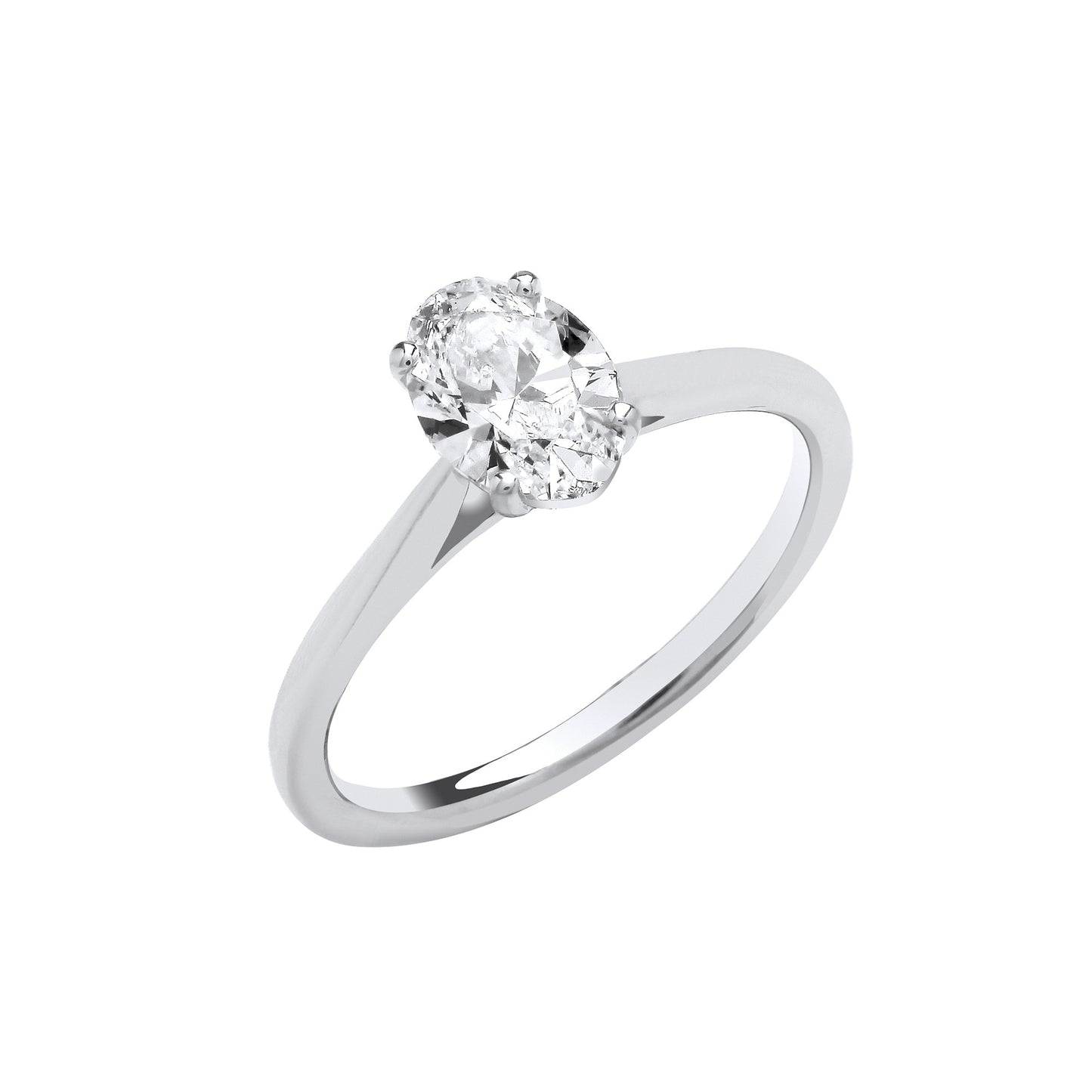1.00ct Oval Cut Solitaire Engagement Ring - D/E, VVS/VS - IGI - 18ct White Gold