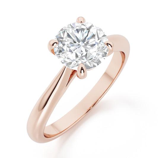 Classic 4 Claw Round Cut Solitaire Engagement Ring - 2ct+, E/F, VVS - 18ct Rose Gold