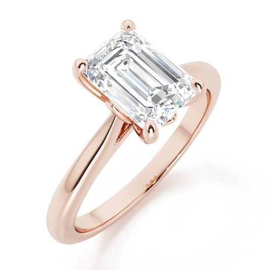 Emerald Cut Engagement Ring - 2ct+, E/F, VVS - 18ct Rose Gold