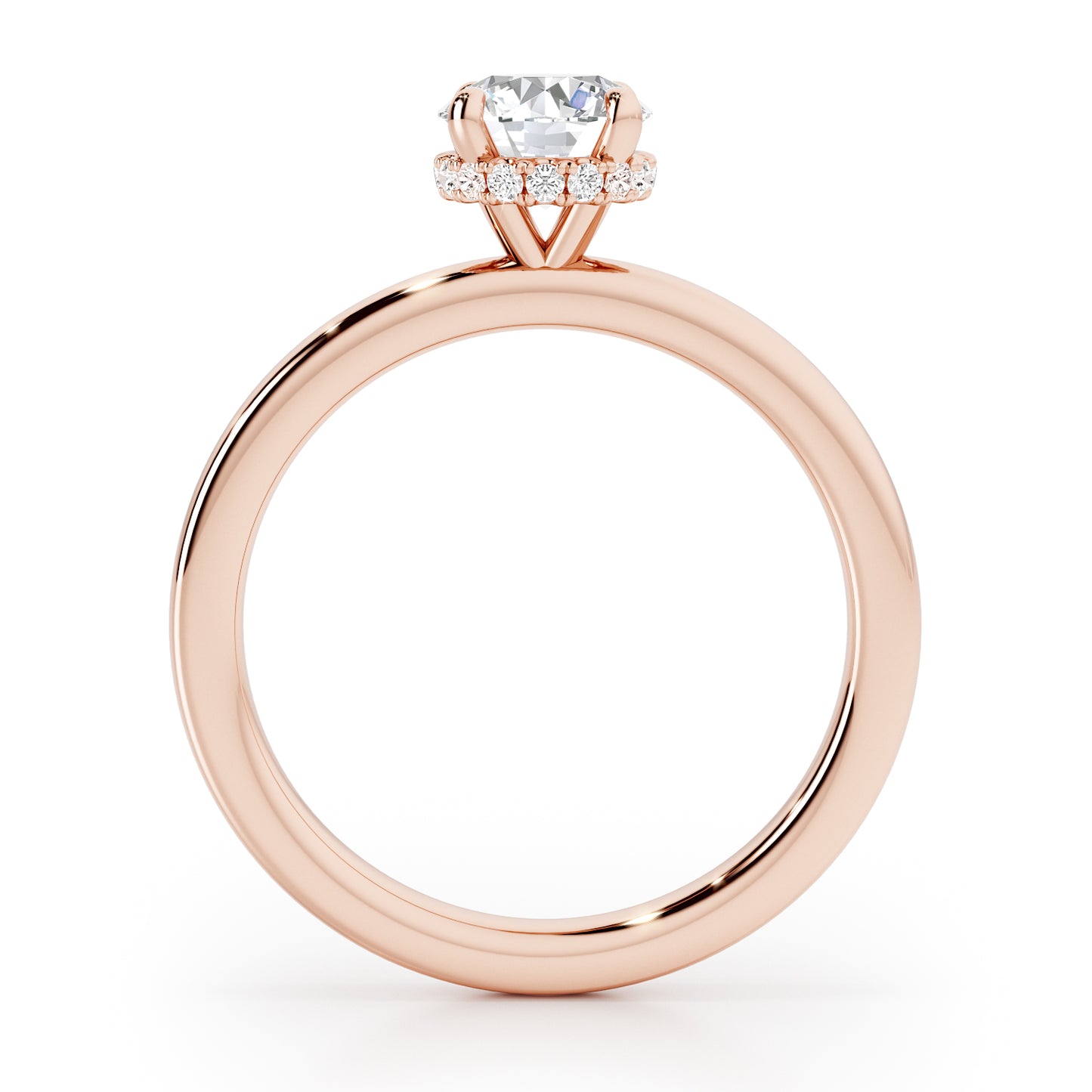 Classic Round Brilliant Cut Hidden Halo Engagement Ring - 2ct+, E/F, VVS - 18ct Rose Gold