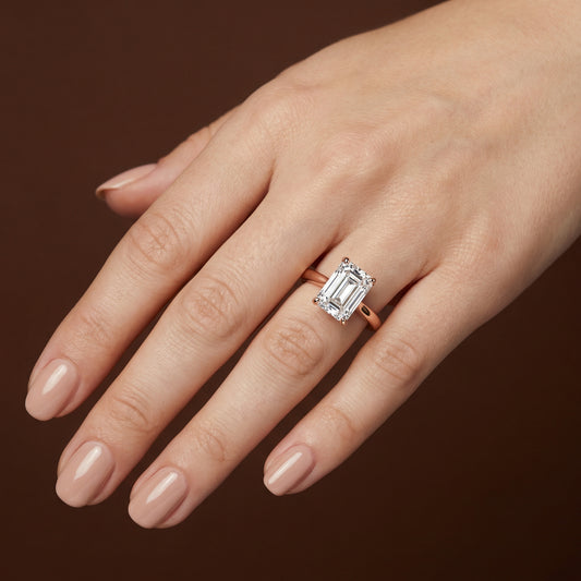 Emerald Cut Engagement Ring - 2ct+, E/F, VVS - 18ct Rose Gold