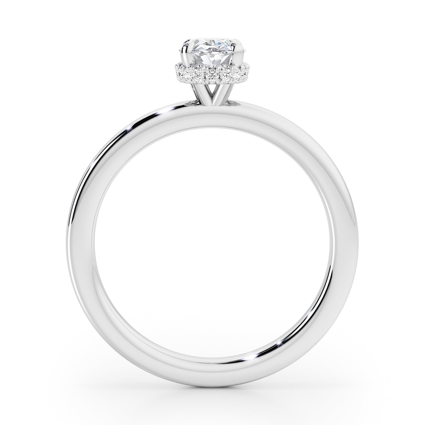 Classic Oval Cut Hidden Halo Engagement Ring - 2ct+, E/F, VVS - Platinum
