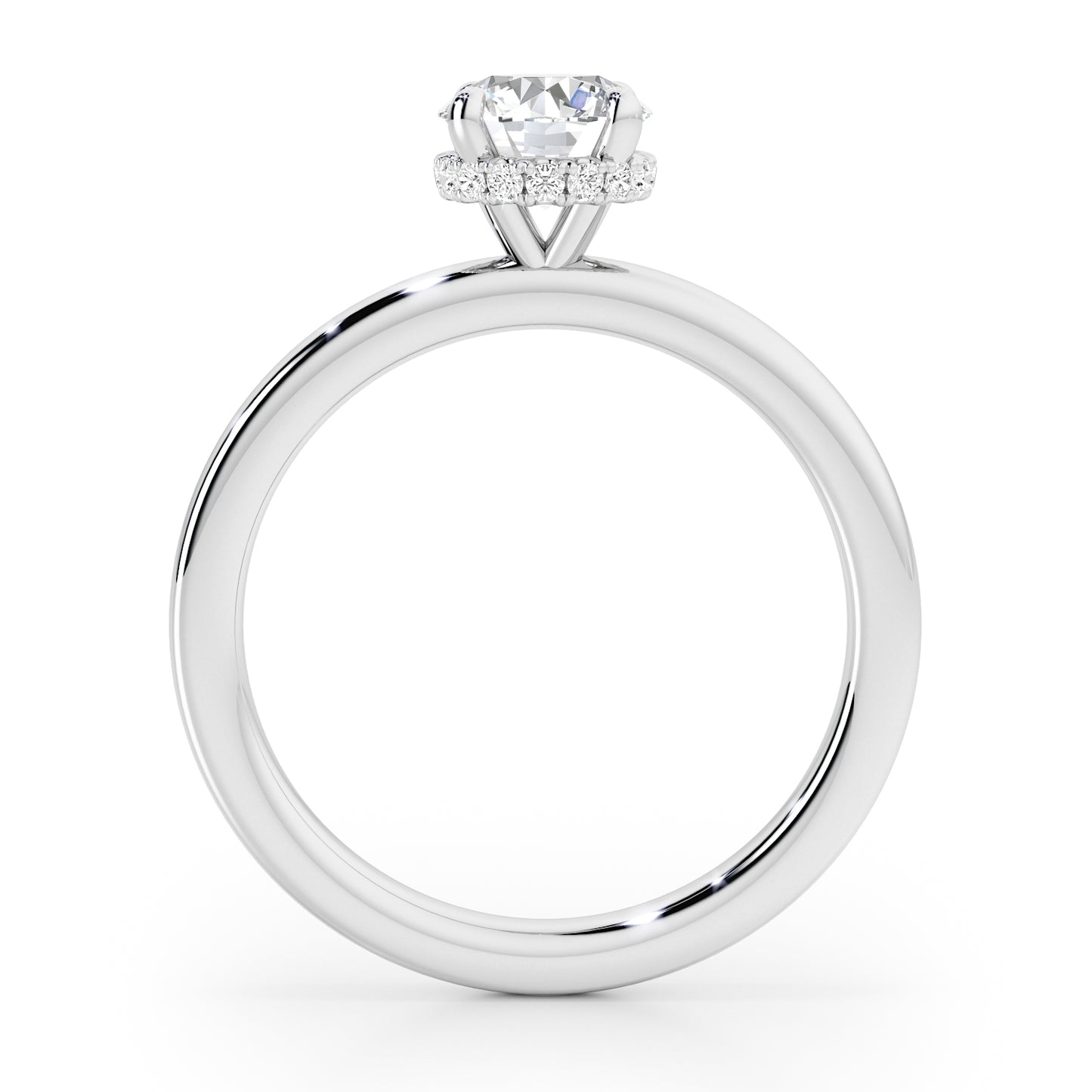 Classic Round Brilliant Cut Hidden Halo Engagement Ring - 2ct+, E/F, VVS - Platinum