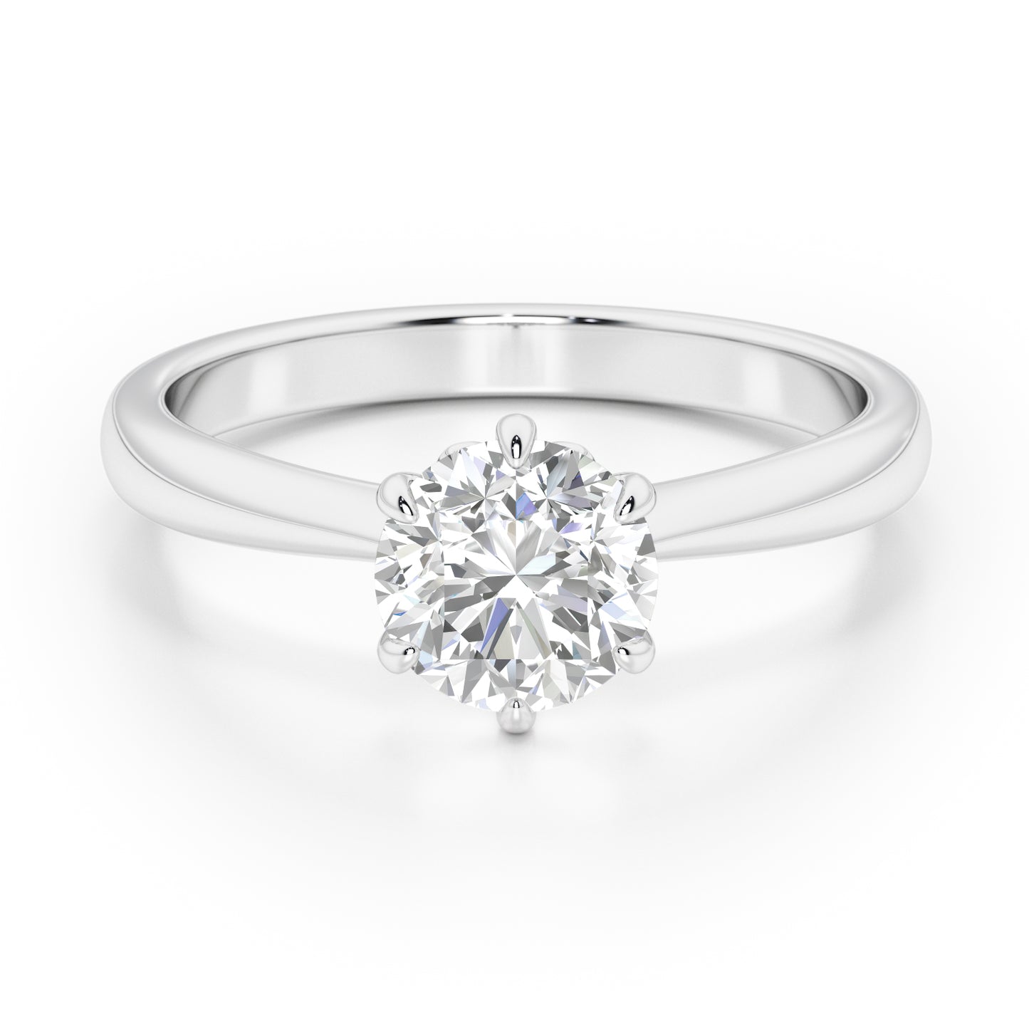 Classic 6 Claw Round Cut Solitaire Engagement Ring - 2ct+, E/F, VVS - Platinum