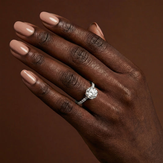 Classic Round Brilliant Cut with Diamond Shoulders Engagement Ring - 2ct+, E/F, VVS - Platinum