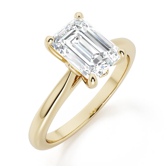 Emerald Cut Engagement Ring - 2ct+, E/F, VVS - 18ct Yellow Gold