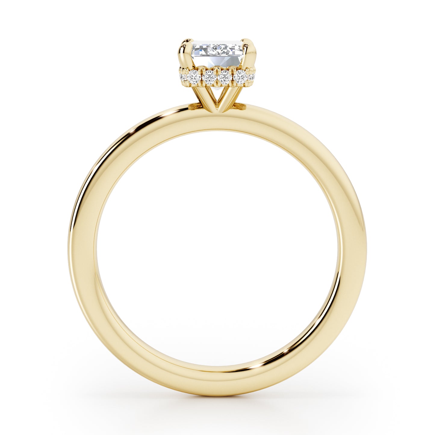 Emerald Cut Hidden Halo Engagement Ring - 2ct+, E/F, VVS - 18ct Yellow Gold