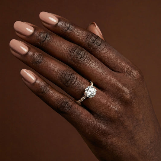 Classic Round Brilliant Cut with Diamond Shoulders Engagement Ring - 2ct+, E/F, VVS - 18ct Yellow Gold