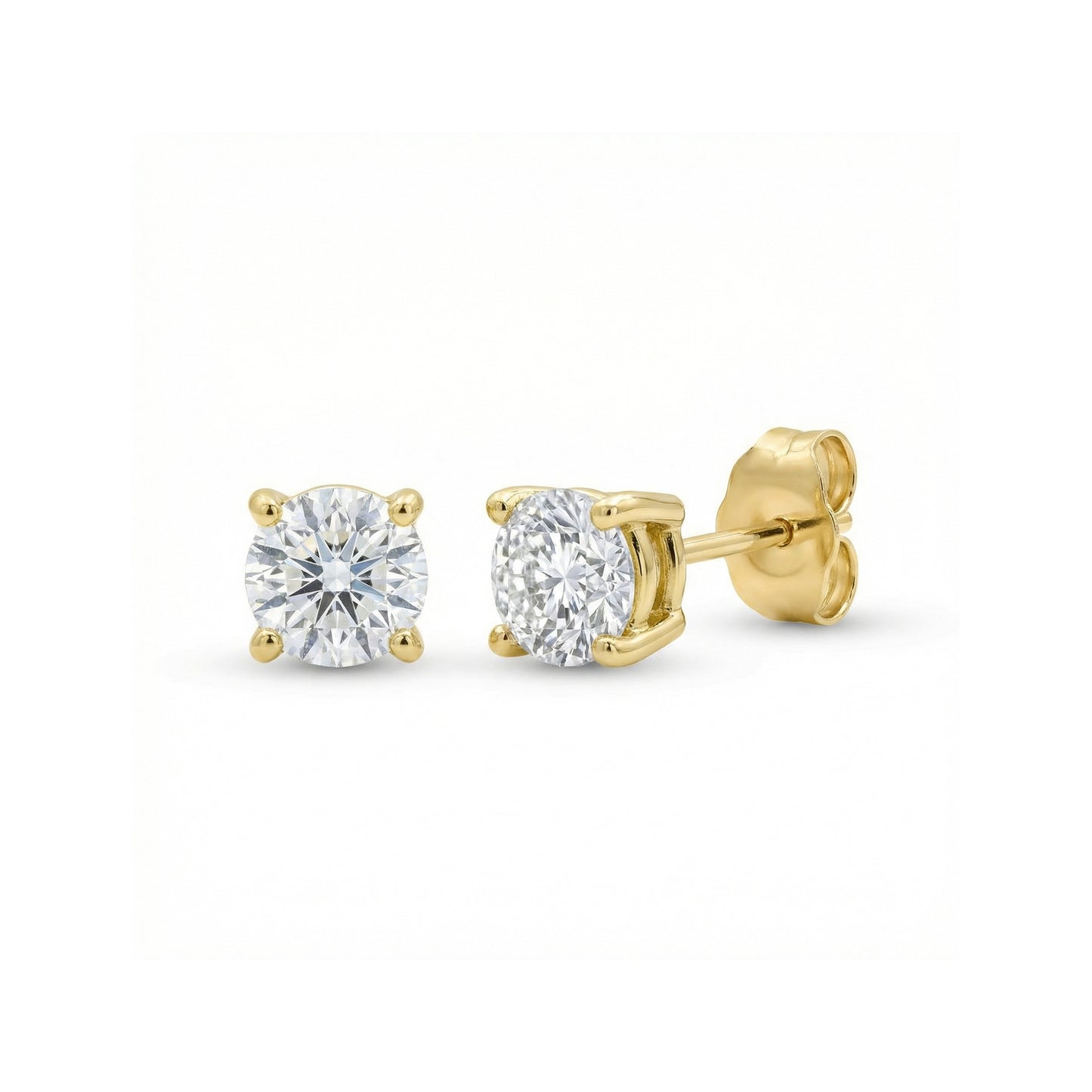 4 Claw Lab Grown Diamond Solitaire Stud Earrings - 18ct Yellow Gold