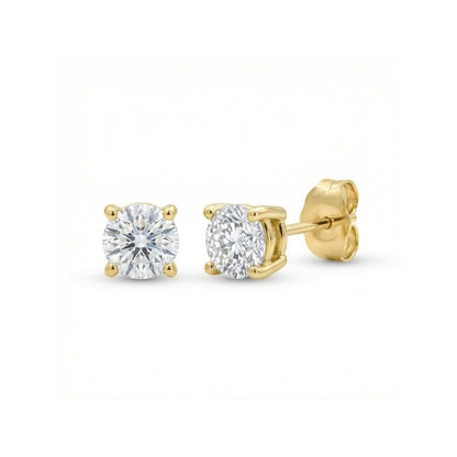 4 Claw Lab Grown Diamond Solitaire Stud Earrings - 18ct Yellow Gold