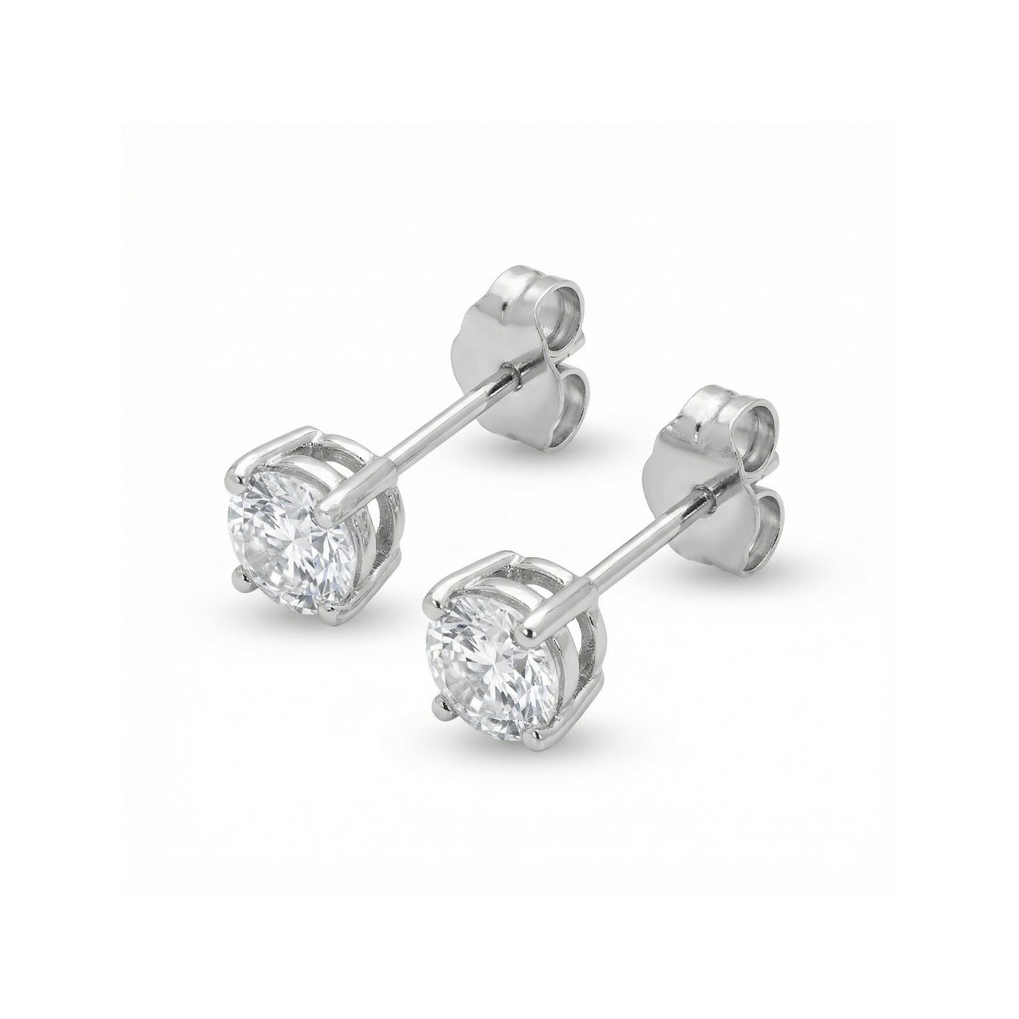 4 Claw Lab Grown Diamond Solitaire Stud Earrings - 18ct White Gold