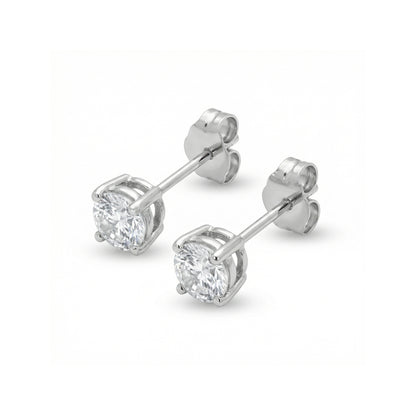 4 Claw Lab Grown Diamond Solitaire Stud Earrings - 18ct White Gold