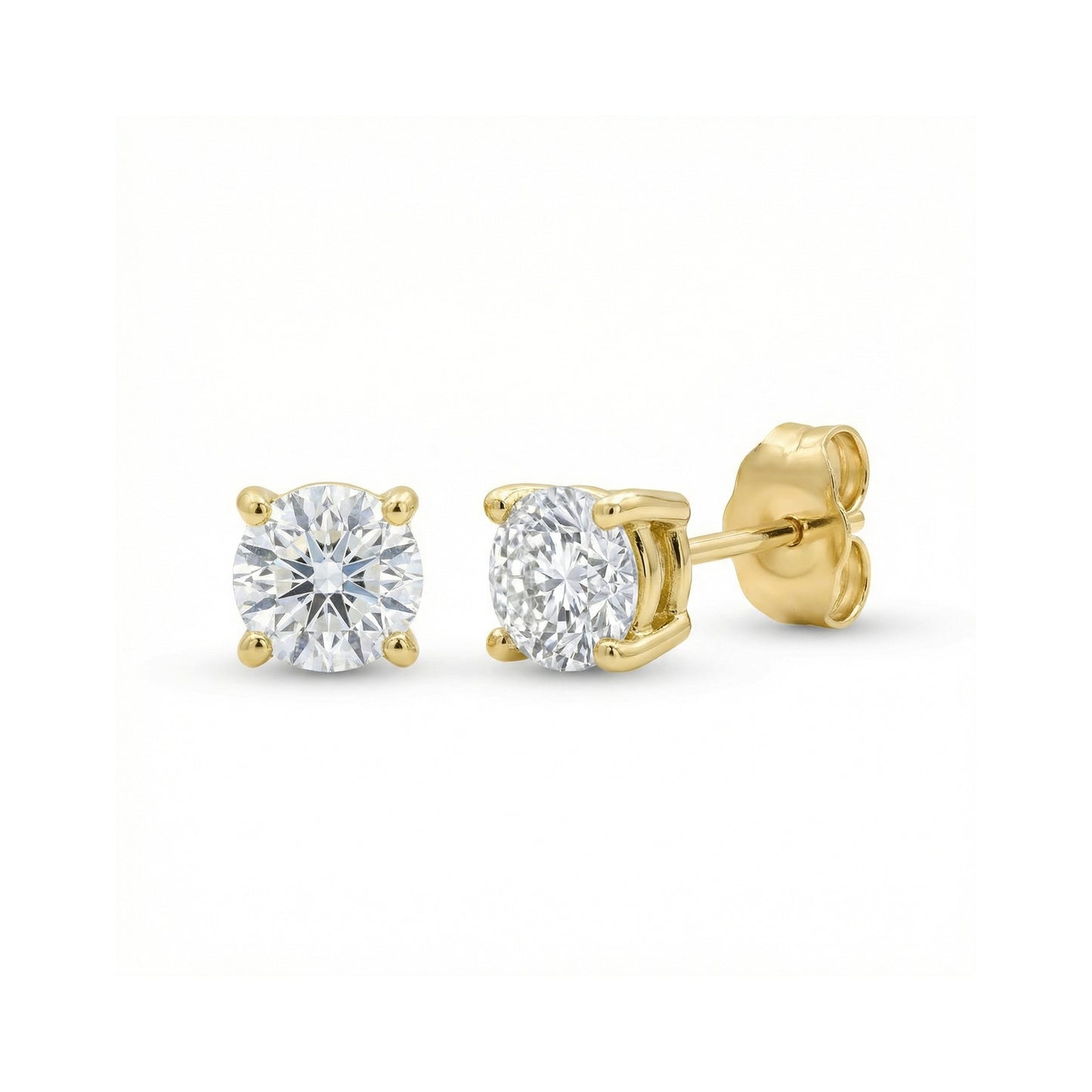 4 Claw Lab Grown Diamond Solitaire Stud Earrings - 18ct Yellow Gold