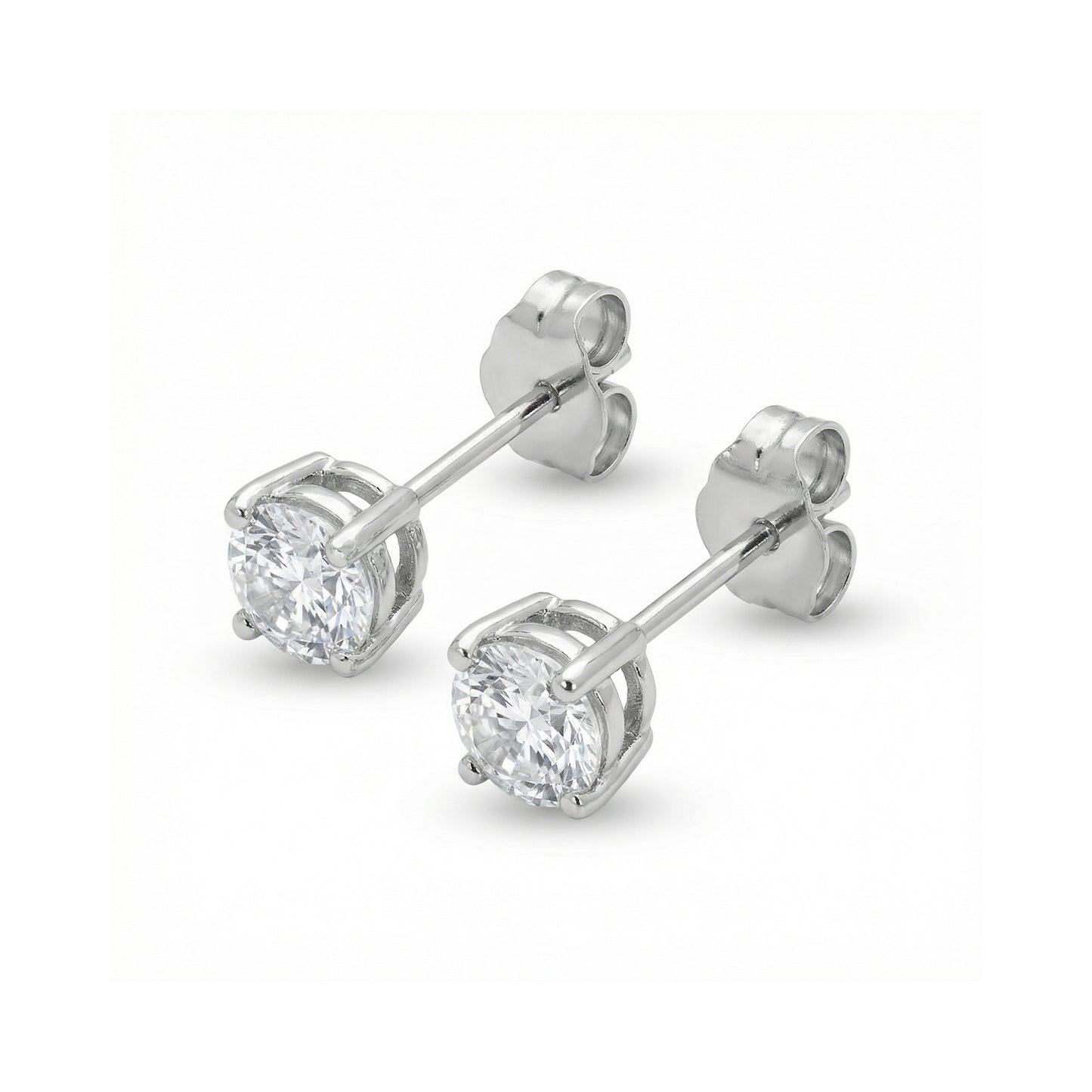 4 Claw Lab Grown Diamond Solitaire Stud Earrings - 18ct White Gold