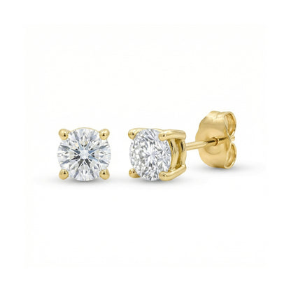 4 Claw Lab Grown Diamond Solitaire Stud Earrings - 18ct Yellow Gold
