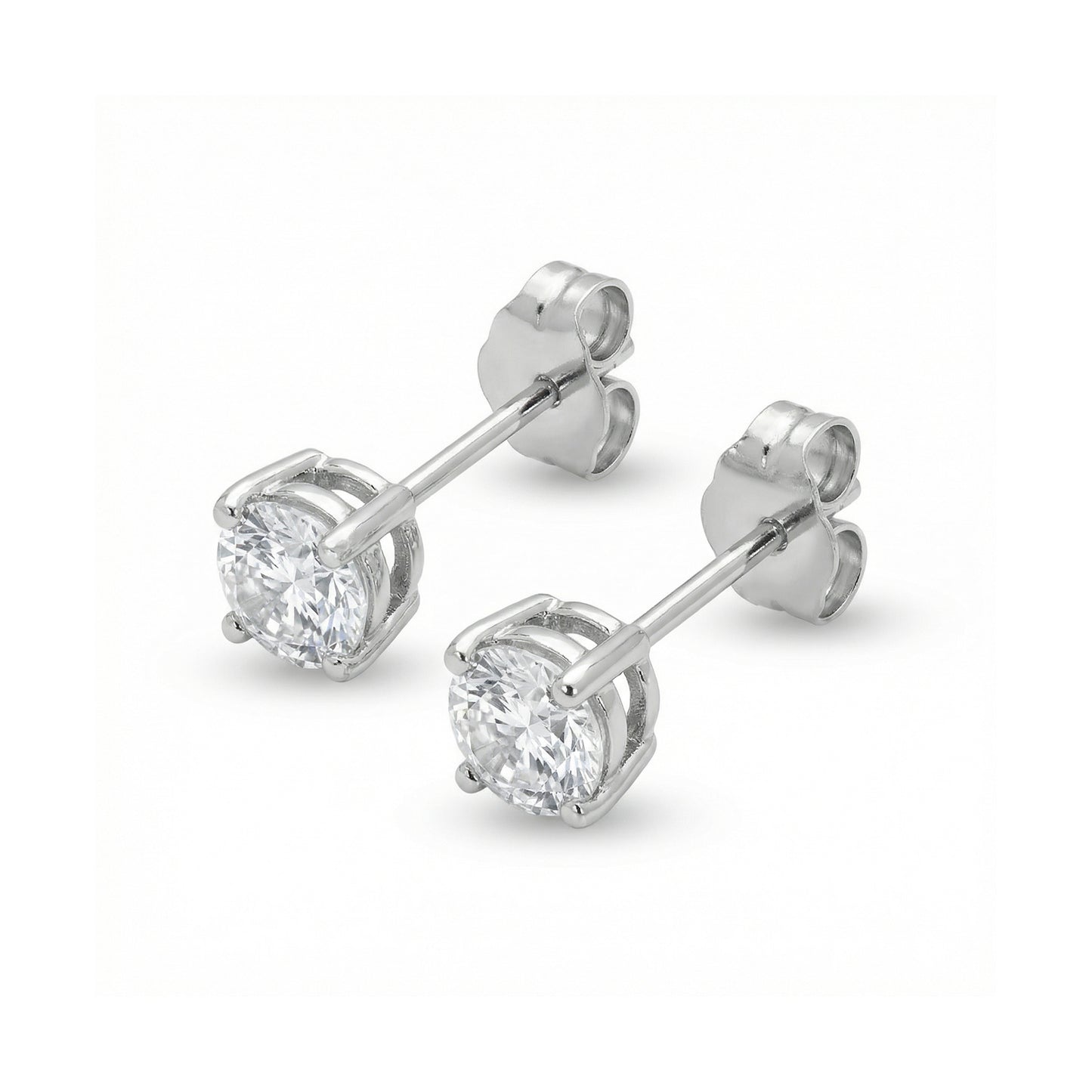 4 Claw Lab Grown Diamond Solitaire Stud Earrings - 18ct White Gold