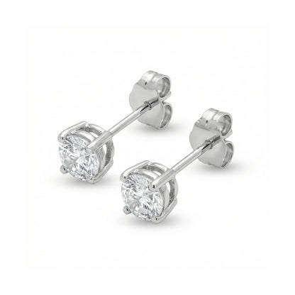 4 Claw Lab Grown Diamond Solitaire Stud Earrings - 18ct White Gold