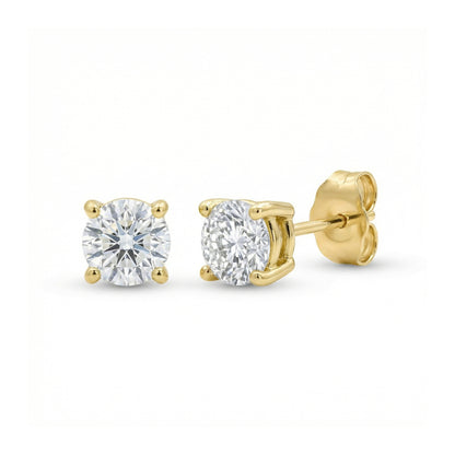 4 Claw Lab Grown Diamond Solitaire Stud Earrings - 18ct Yellow Gold