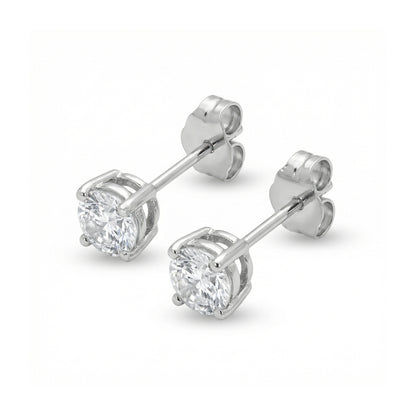 4 Claw Lab Grown Diamond Solitaire Stud Earrings - 18ct White Gold