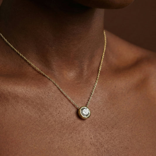 Lab Grown Diamond Rubover Diamond Pendant - 18ct Yellow Gold