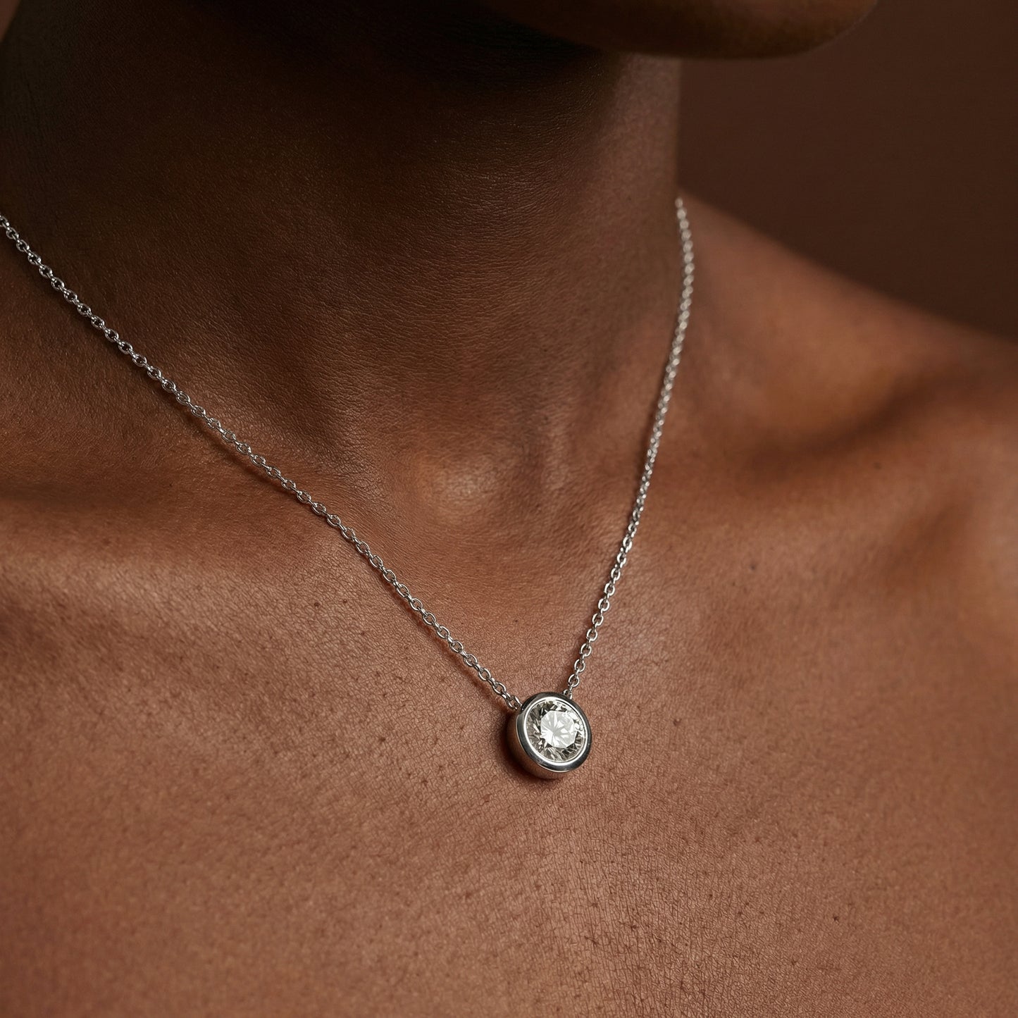 Lab Grown Diamond Rubover Diamond Pendant - 18ct White Gold