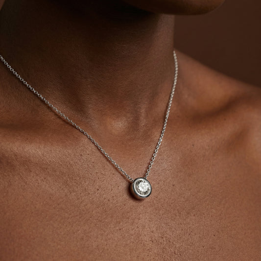 Lab Grown Diamond Rubover Diamond Pendant - 18ct White Gold