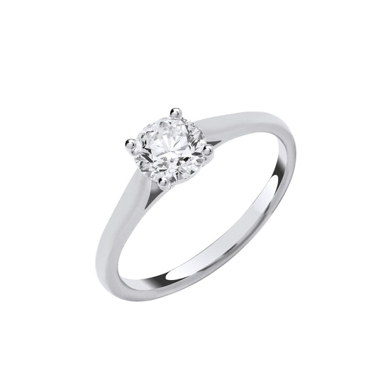 1.00ct Round Brilliant Cut Solitaire Engagement Ring - D/E, VVS/VS - IGI - 18ct White Gold