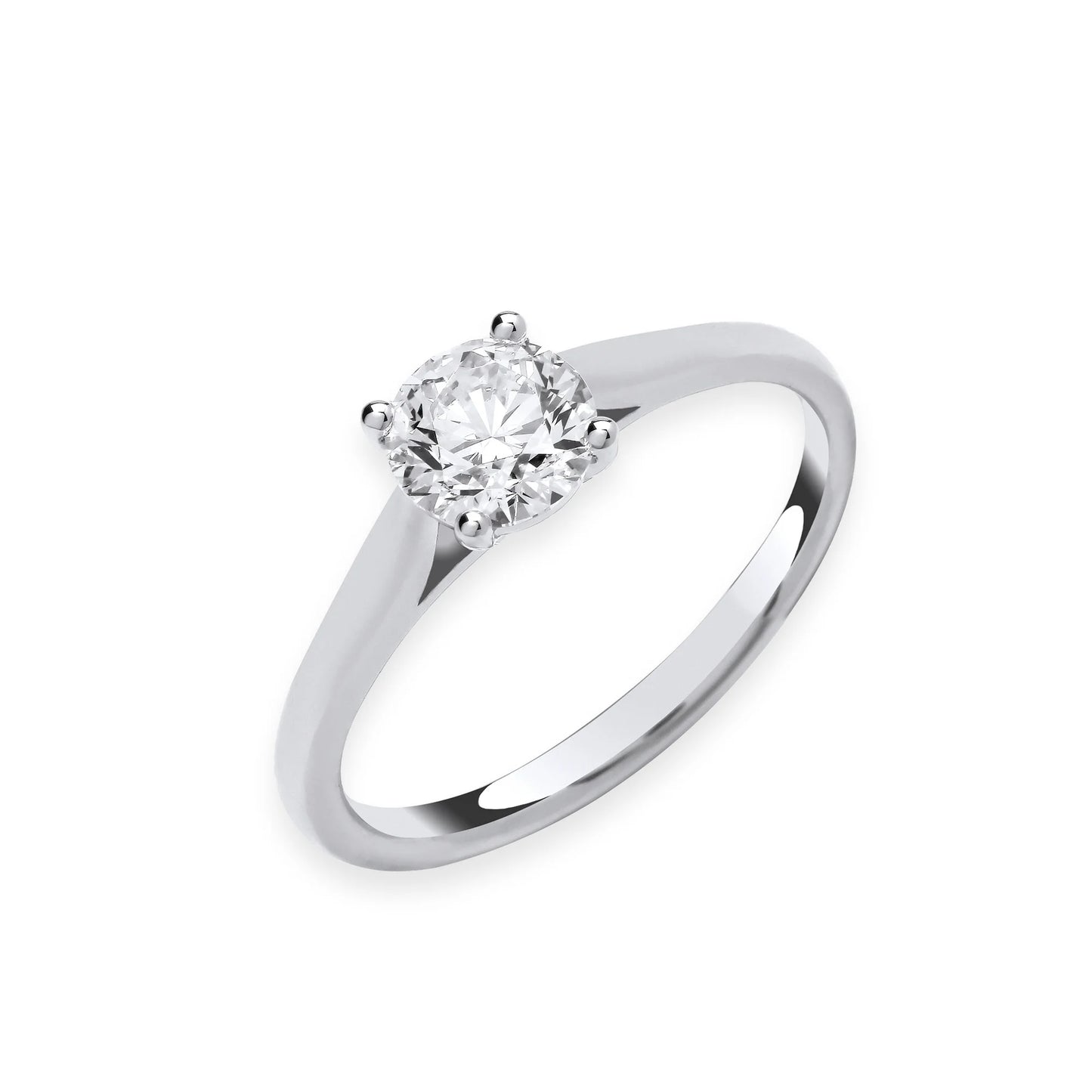 1.00ct Round Brilliant Cut Solitaire Engagement Ring - D/E, VVS/VS - IGI - 18ct White Gold