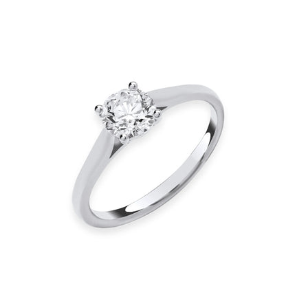 1.00ct Round Brilliant Cut Solitaire Engagement Ring - D/E, VVS/VS - IGI - 18ct White Gold