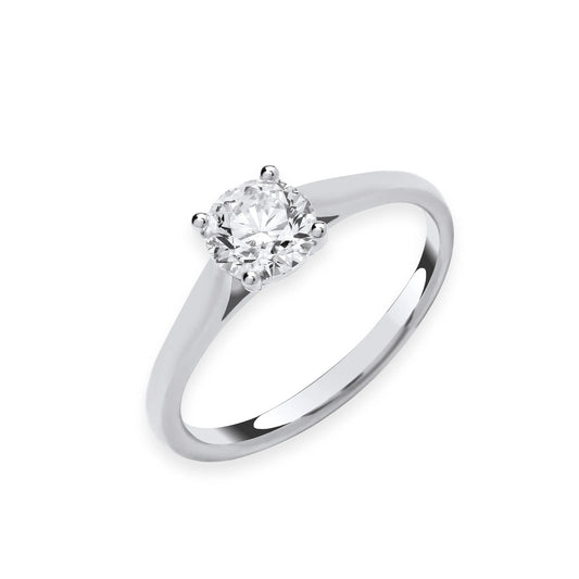 1.00ct Round Brilliant Cut Solitaire Engagement Ring - D/E, VVS/VS - IGI - 18ct White Gold