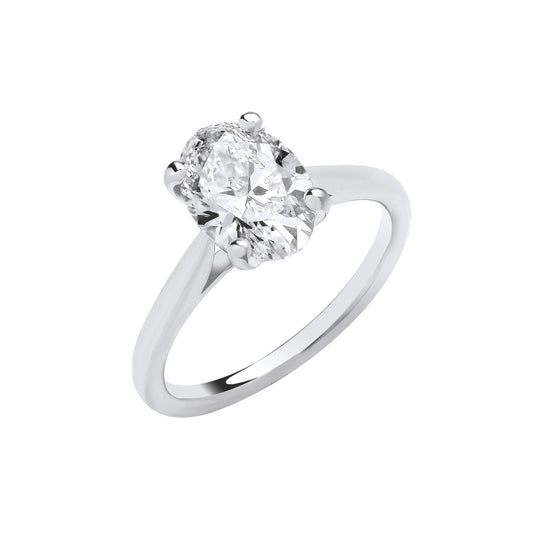 2.00ct Oval Cut Solitaire Engagement Ring - D/E, VVS/VS - IGI - 18ct White Gold