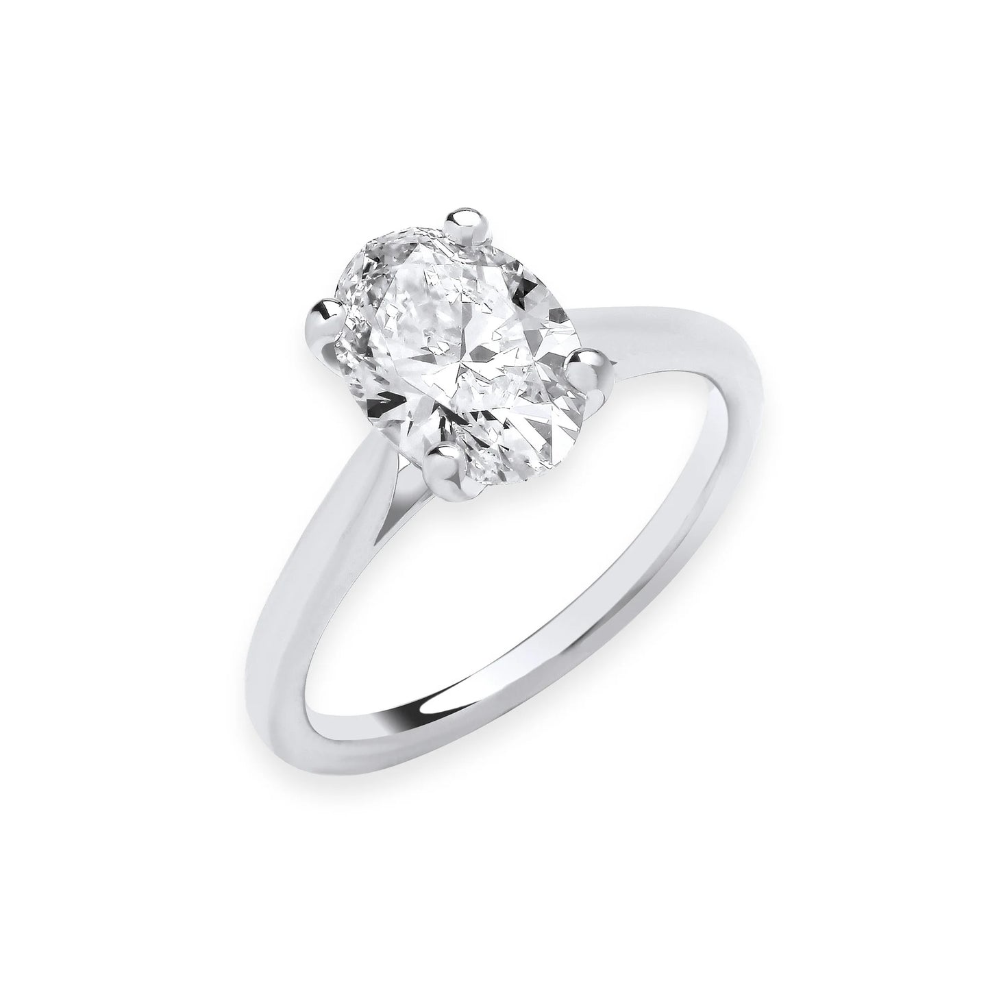 2.00ct Oval Cut Solitaire Engagement Ring - D/E, VVS/VS - IGI - 18ct White Gold
