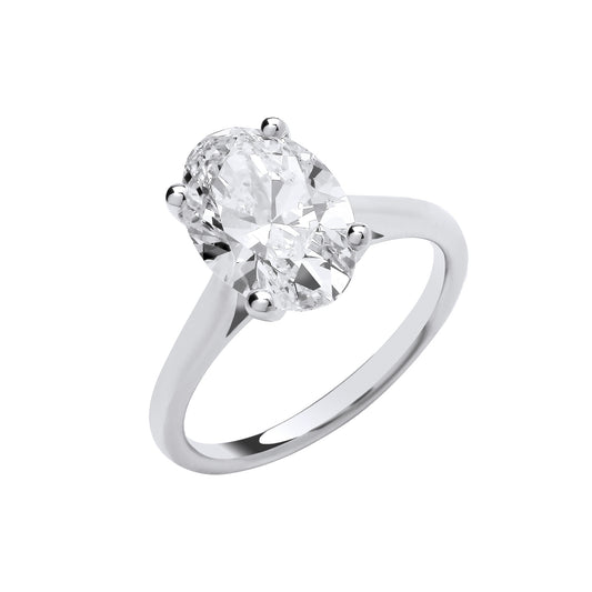 3.00ct Oval Cut Solitaire Engagement Ring - D/E, VVS/VS - IGI - 18ct White Gold