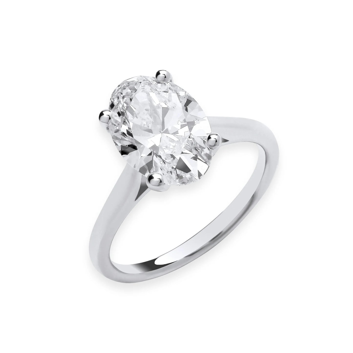 3.00ct Oval Cut Solitaire Engagement Ring - D/E, VVS/VS - IGI - 18ct White Gold