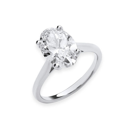 3.00ct Oval Cut Solitaire Engagement Ring - D/E, VVS/VS - IGI - 18ct White Gold