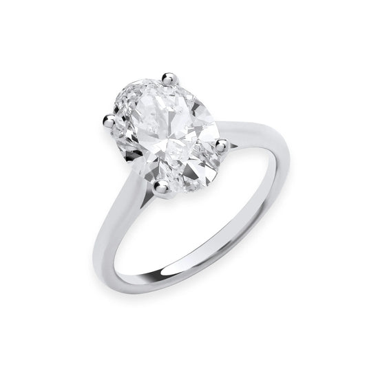 3.00ct Oval Cut Solitaire Engagement Ring - D/E, VVS/VS - IGI - 18ct White Gold