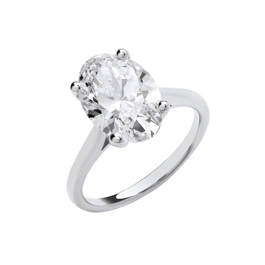 4.00ct Oval Cut Solitaire Engagement Ring - D/E, VVS/VS - IGI - 18ct White Gold