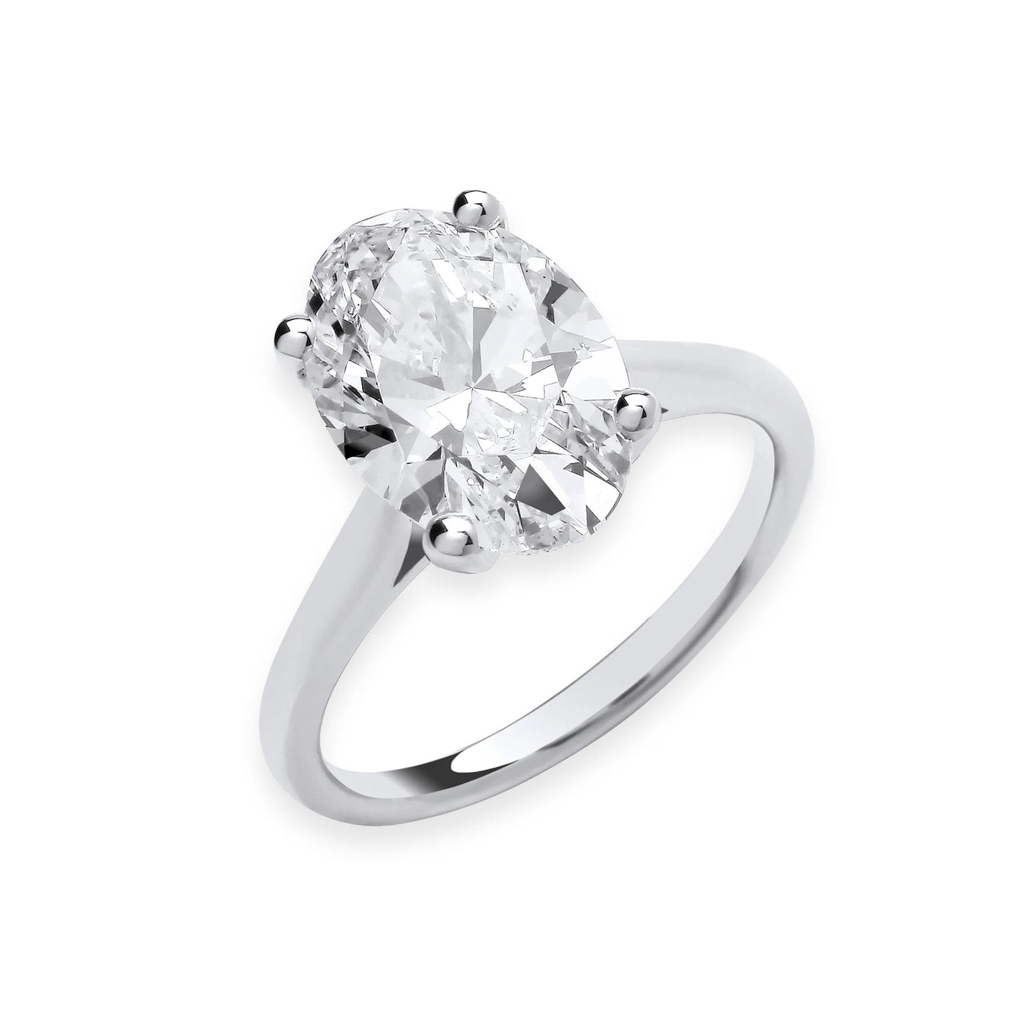 4.00ct Oval Cut Solitaire Engagement Ring - D/E, VVS/VS - IGI - 18ct White Gold