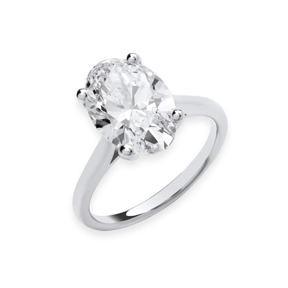 4.00ct Oval Cut Solitaire Engagement Ring - D/E, VVS/VS - IGI - 18ct White Gold