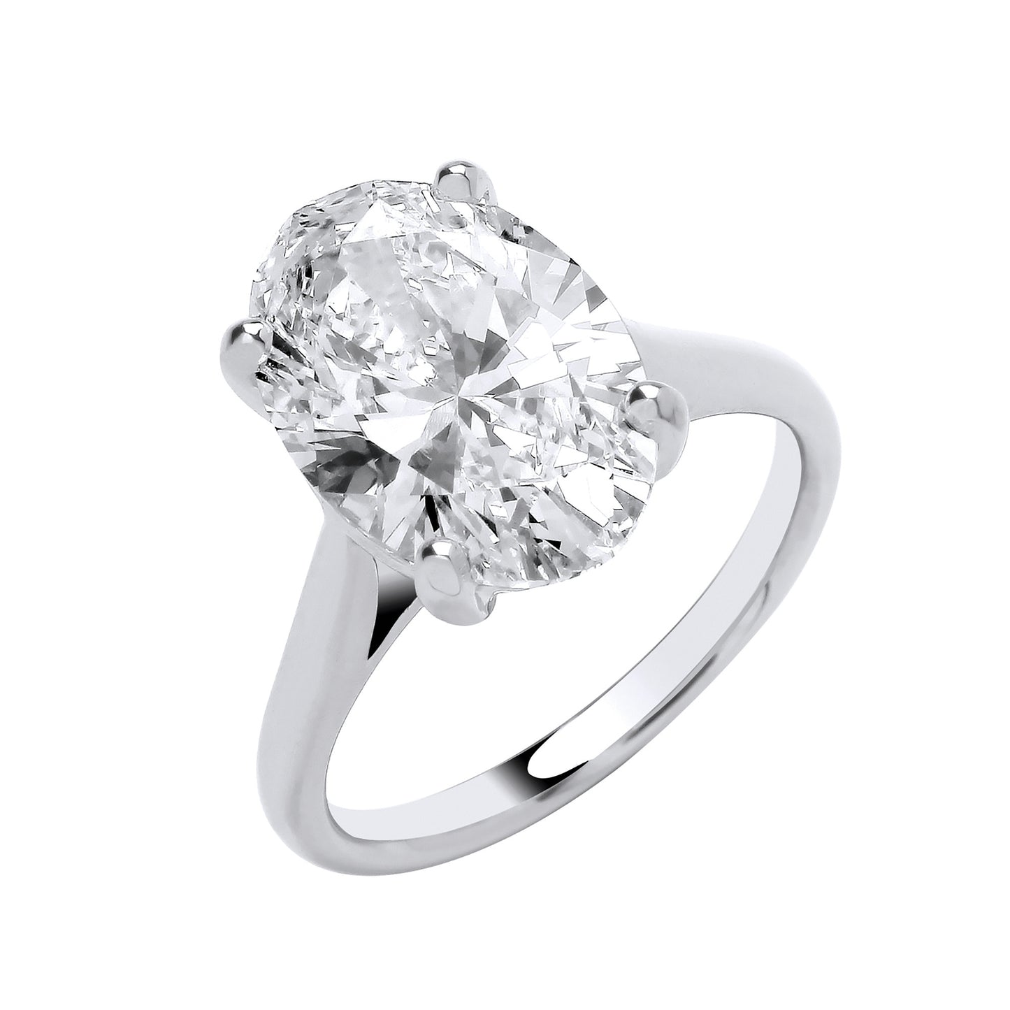5.00ct Oval Cut Solitaire Engagement Ring - D/E, VVS/VS - IGI - 18ct White Gold